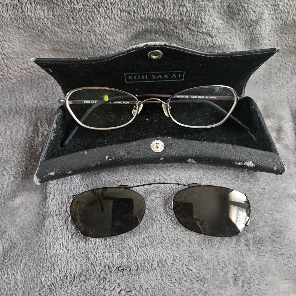 Vtg KOH SAKAI By Bada Eyeglasses KS8114 Handmade In Japan w/ Shade Lens And Box